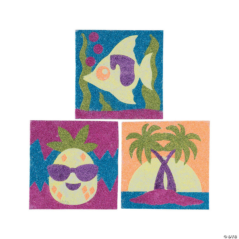 Tropical Glitter Art Pictures - 12 Pc. Image