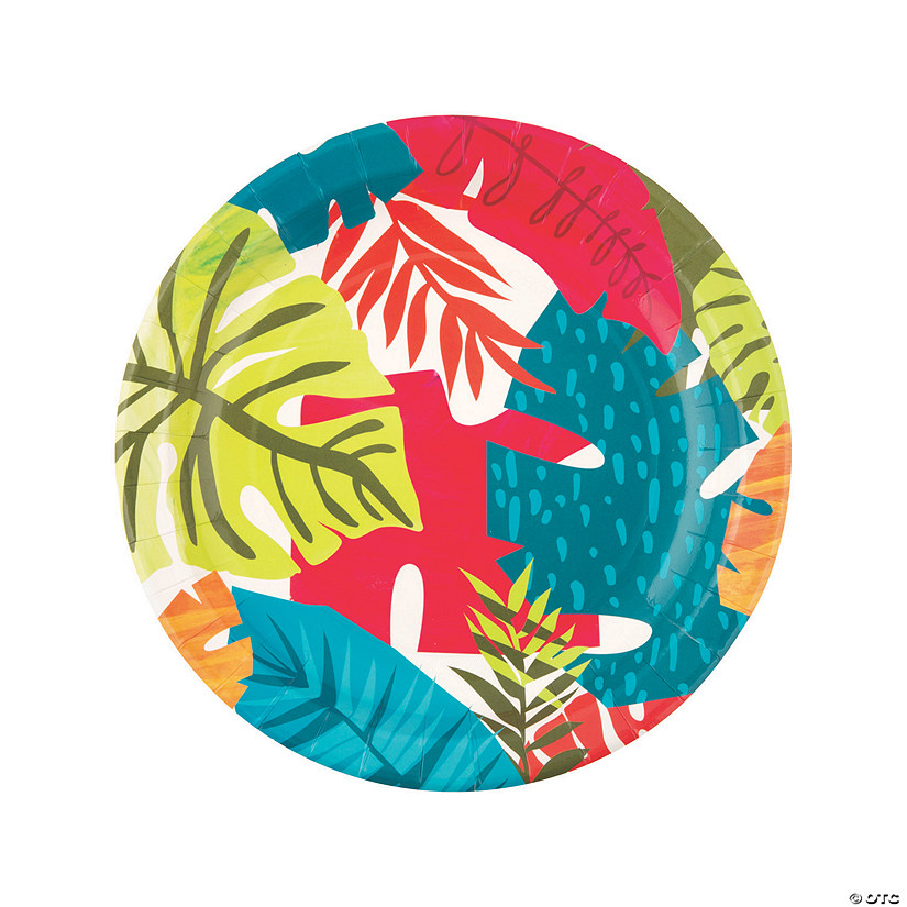 Tropical Leaf Paper Dinner Plates 8 Ct. Oriental Trading