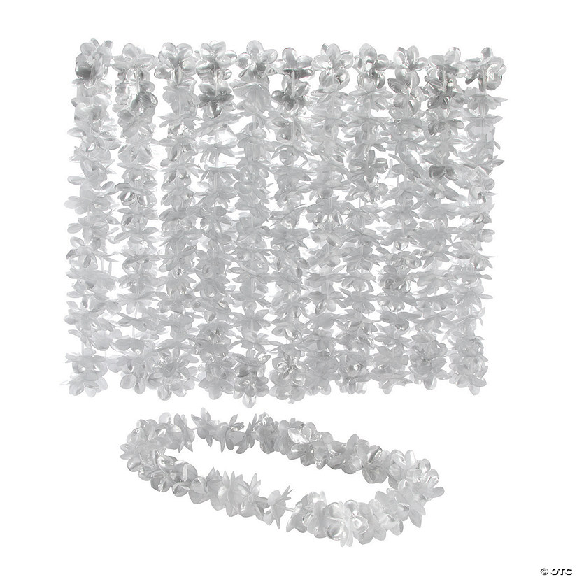 Tropical Silver Polyester Leis - 12 Pc. Image