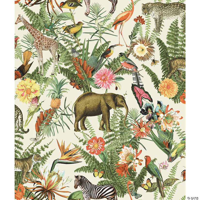 Tropical Zoo Peel & Stick Wallpaper - Ivory Image