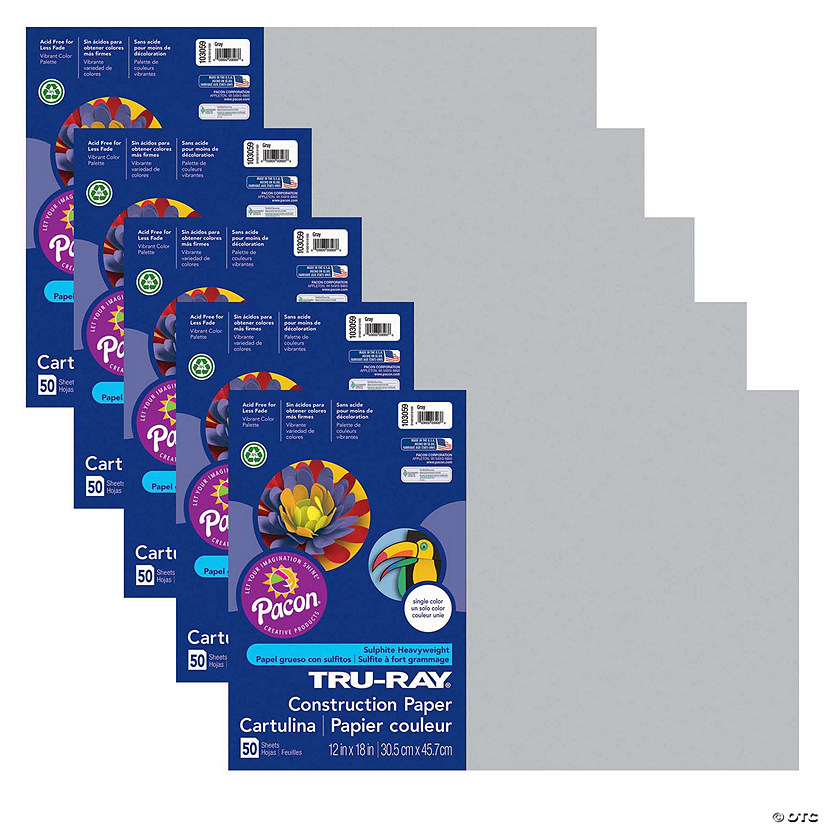Tru-Ray Construction Paper, Gray, 12