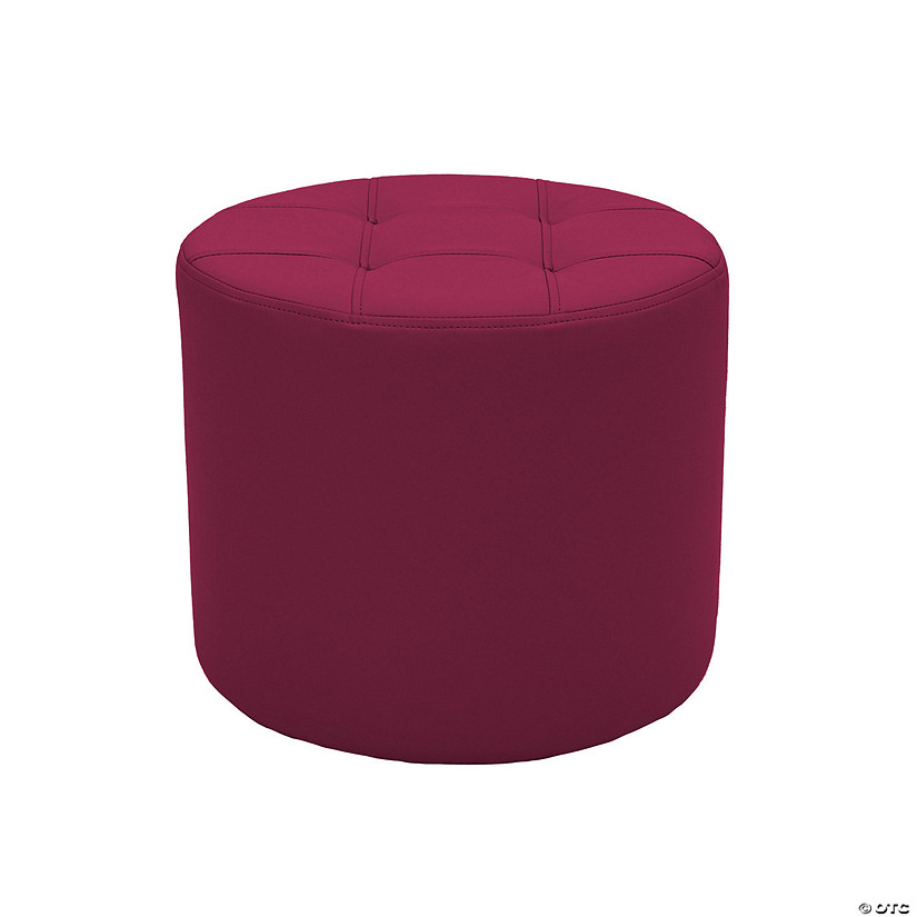 Tufted Round Ottoman 16" Height - Raspberry Image
