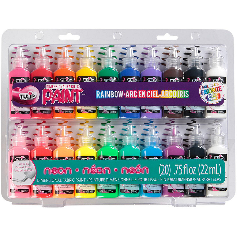 Tulip Dimensional Fabric Paint Set .75oz 20/Pkg-Rainbow &amp; Neon Image