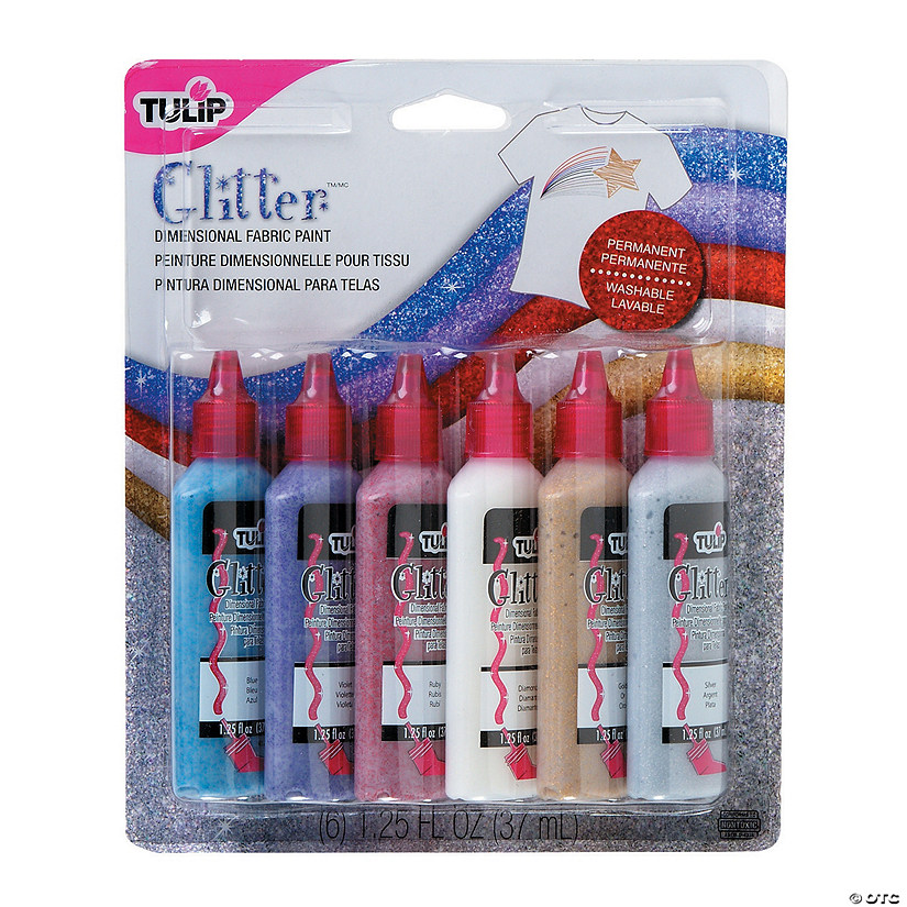 Tulip<sup>&#174;</sup> Glitter<sup>&#8482;</sup> Assorted Colors Dimensional Fabric Paint - Set of 6 Image