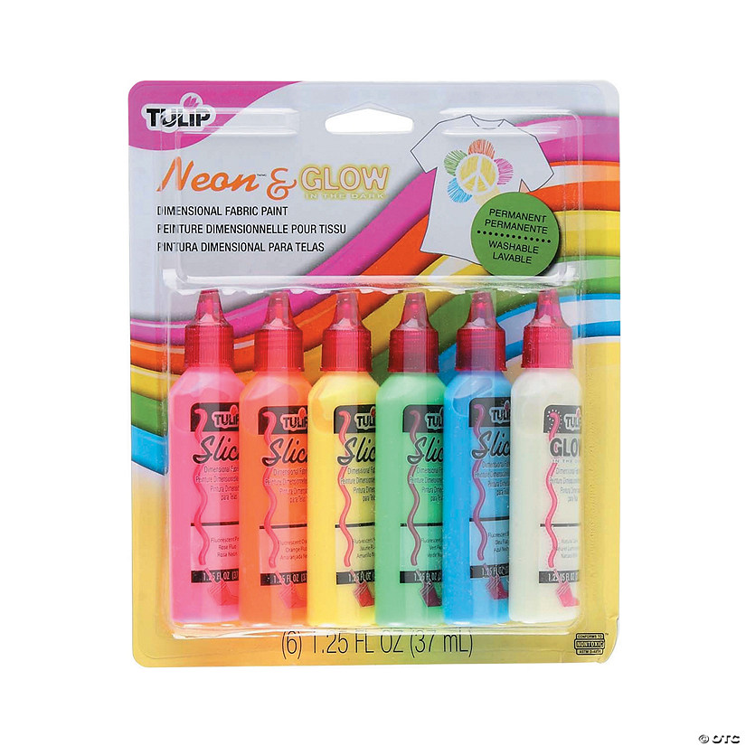 Tulip<sup>&#174;</sup> Neon & Glow-in-the-Dark Assorted Colors Dimensional Fabric Paint - Set of 6 Image
