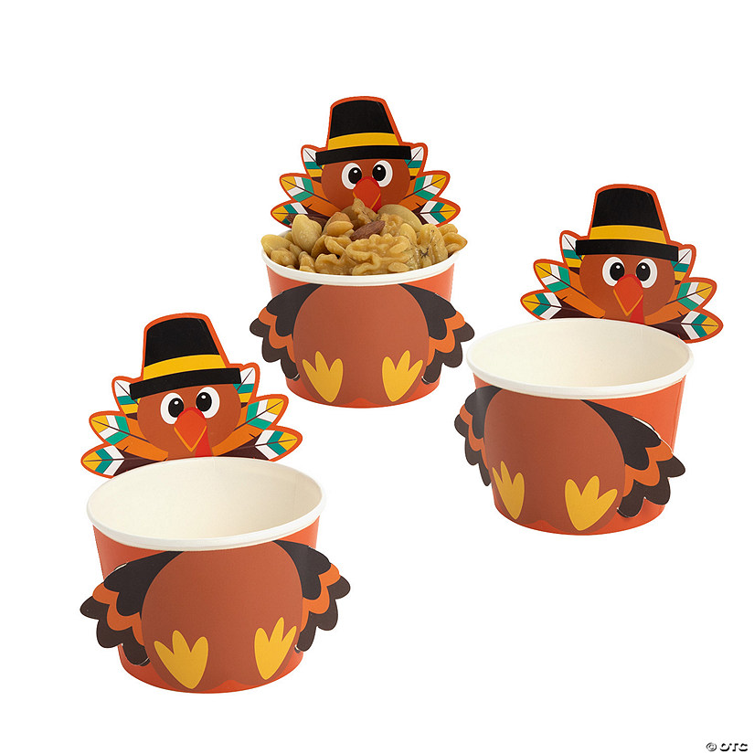 Turkey-Shaped Disposable Paper Snack Cups - 12 Pc. Image