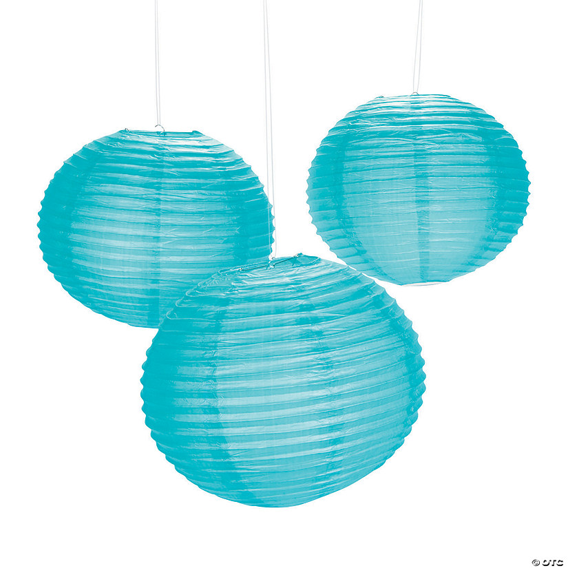 Turquoise Hanging Paper Lanterns | Oriental Trading