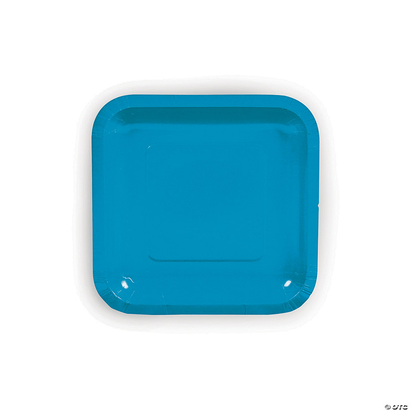 Turquoise Square Paper Dessert Plates - 24 Ct. Image