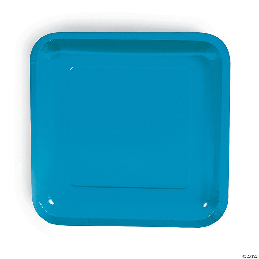 Turquoise Square Paper Dinner Plates - 24 Ct. Image