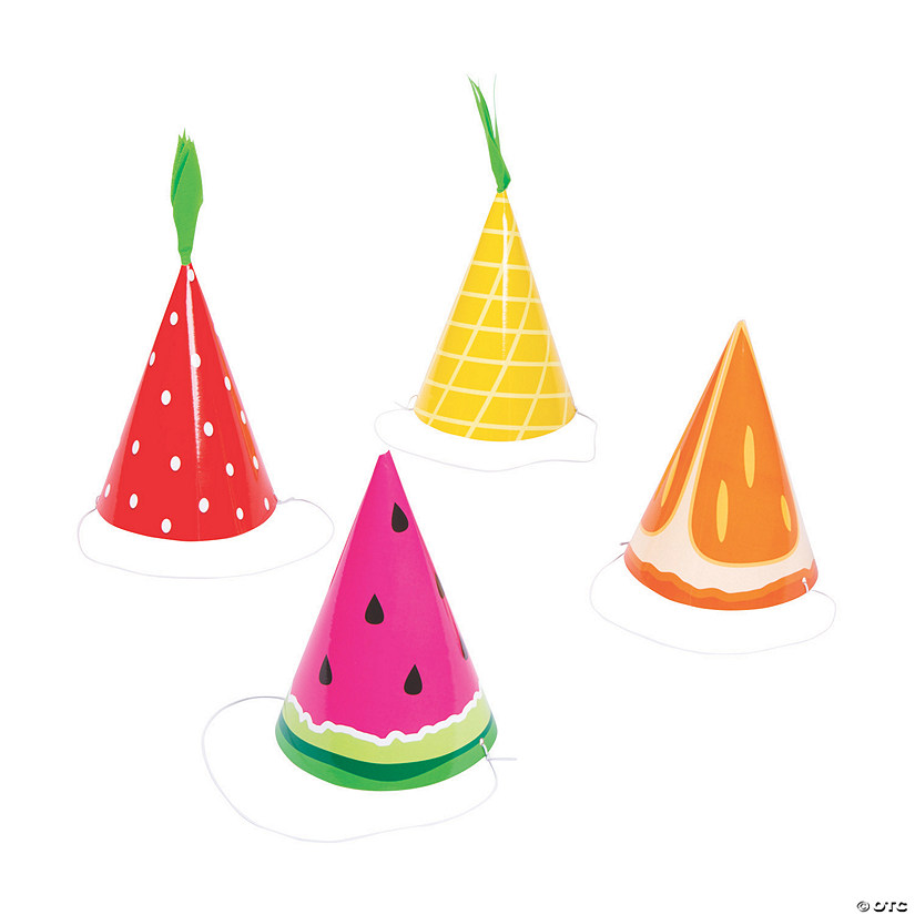 Tutti Frutti Cone Party Hats - 12 Pc. Image