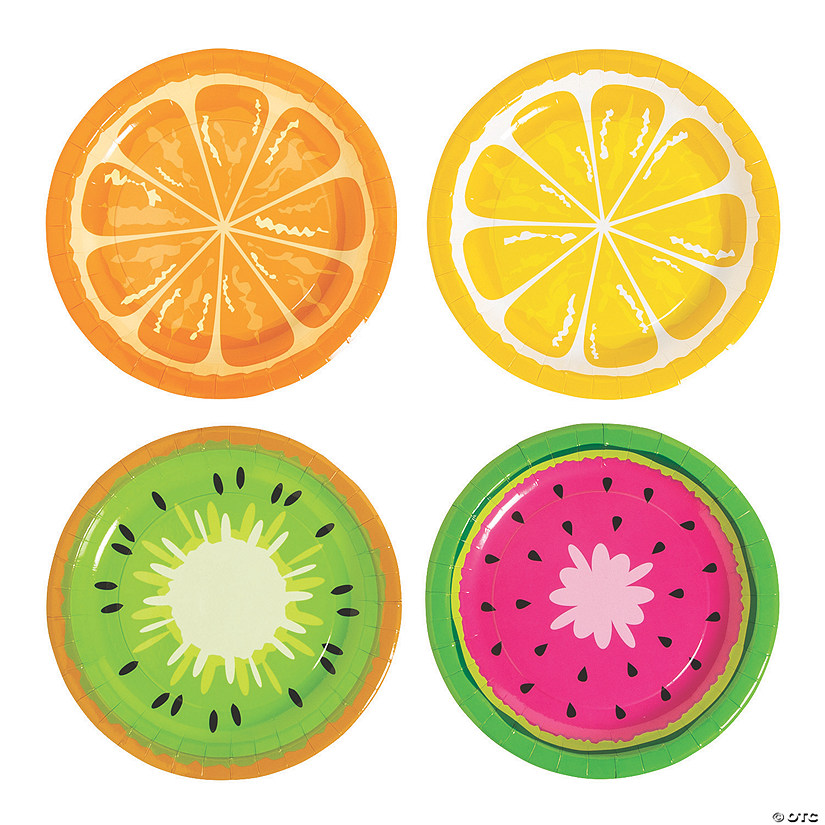 Tutti Frutti Party Orange, Lemon, Kiwi, Watermelon Paper Dessert Plates - 8 Ct. Image