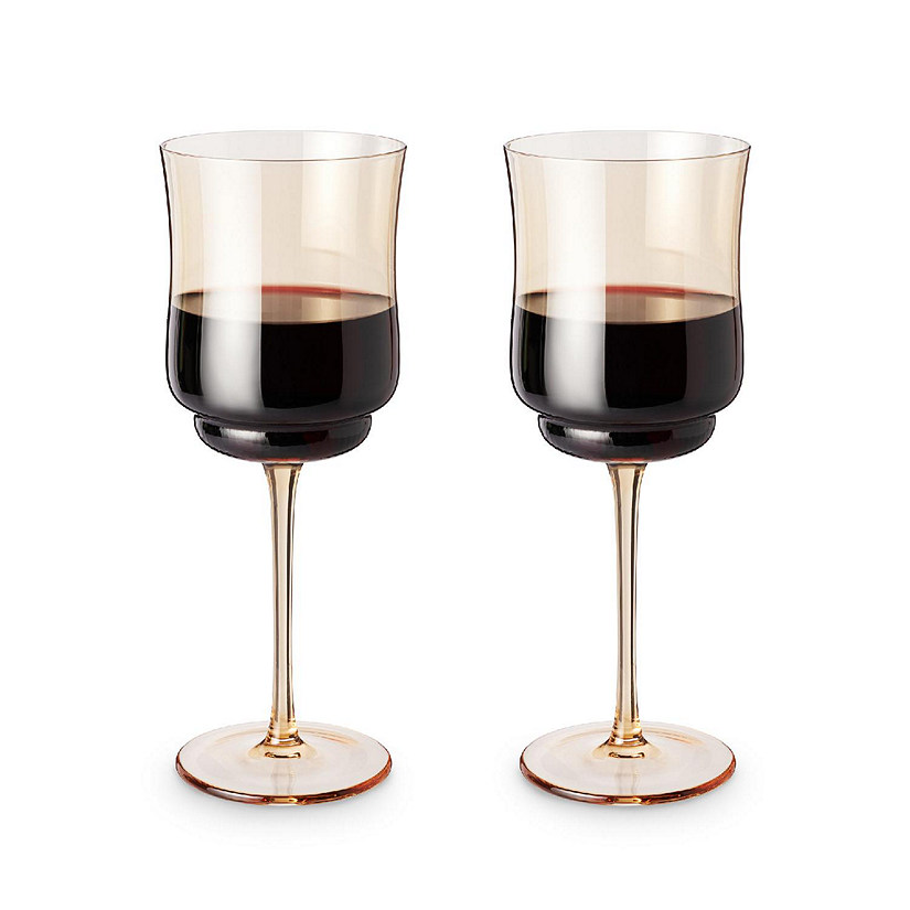 Twine Living Tulip Stemmed Wine Glass in Amber, 14oz - set of 2 Image