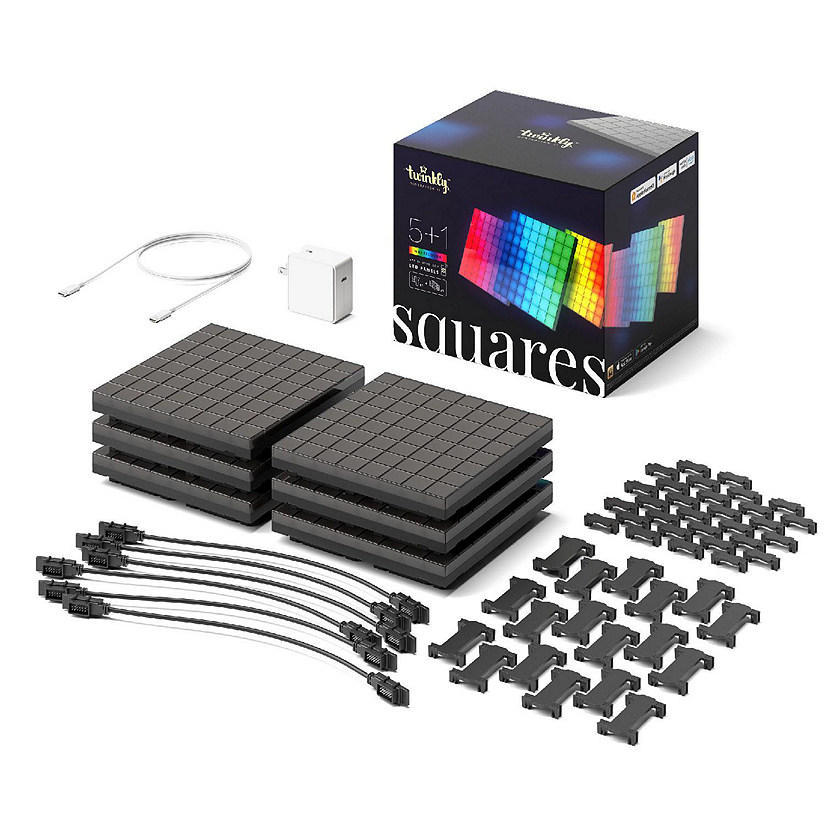 Twinkly Squares Starter Kit App-Controlled LED Panels with 64 RGB Pixels, Black Image