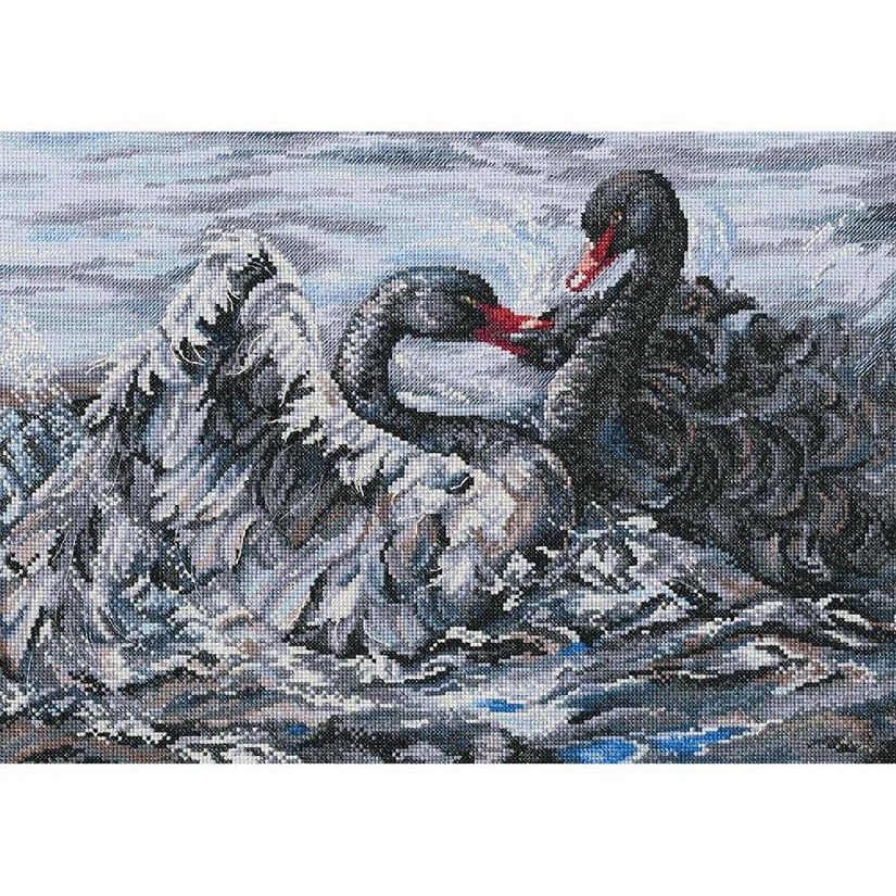 Two black swans M557 Counted Cross Stitch Kit Image
