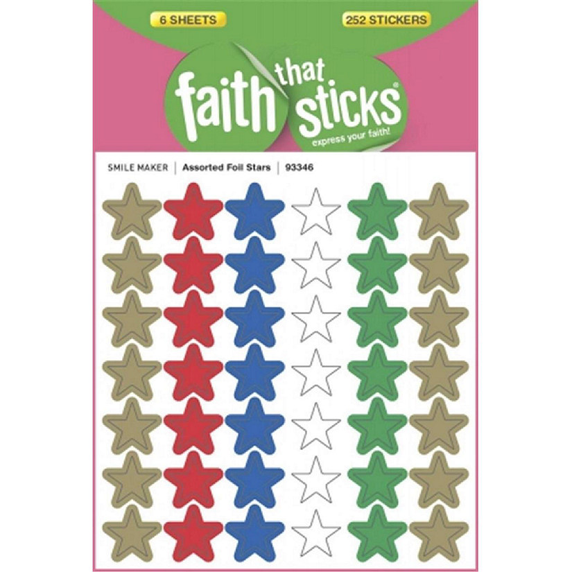 Tyndale House Publishers 129232 Sticker-Assorted Foil Stars - Faith That Sticks- 6 Sheets Image