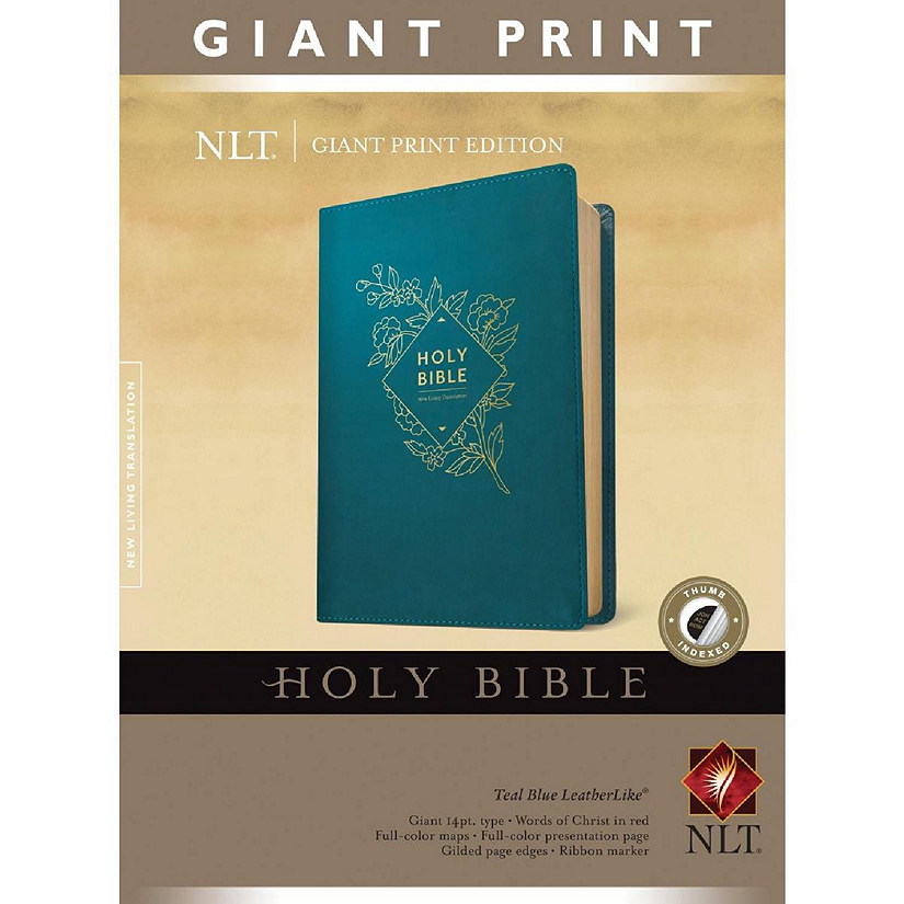 Tyndale House Publishers 159634 NLT Giant Print Bible&#44; Teal Leatherlike Indexed Image