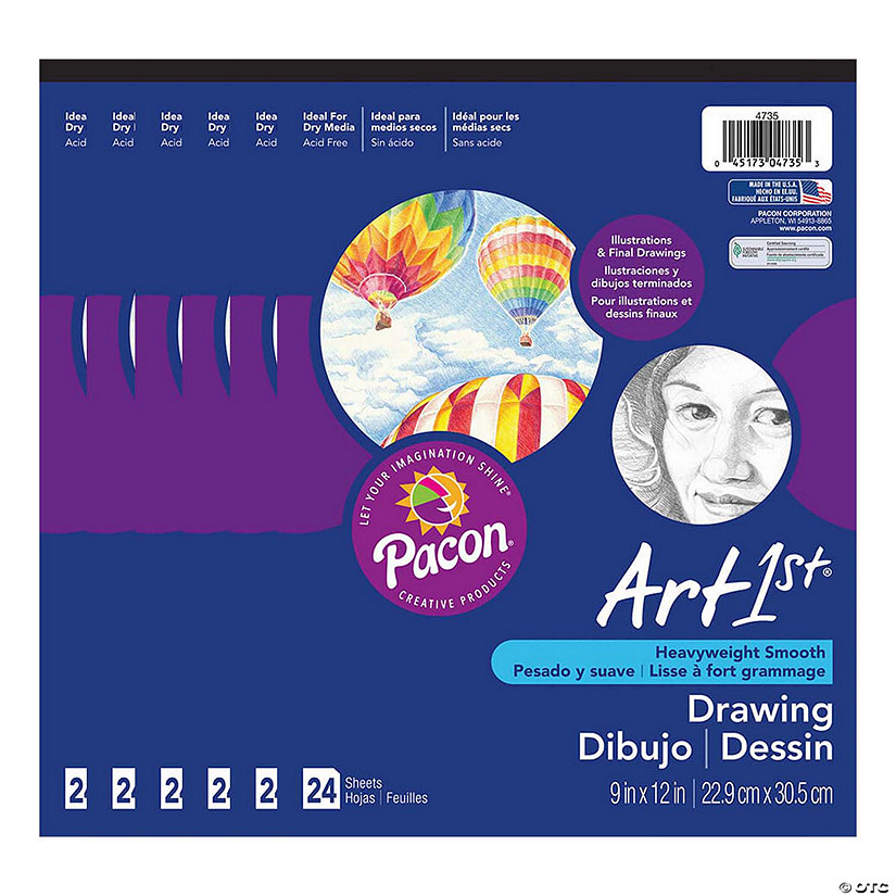 UCreate Drawing Paper Pad, Heavyweight, 9" x 12", 24 Sheets Per Pad, Pack of 6 Image