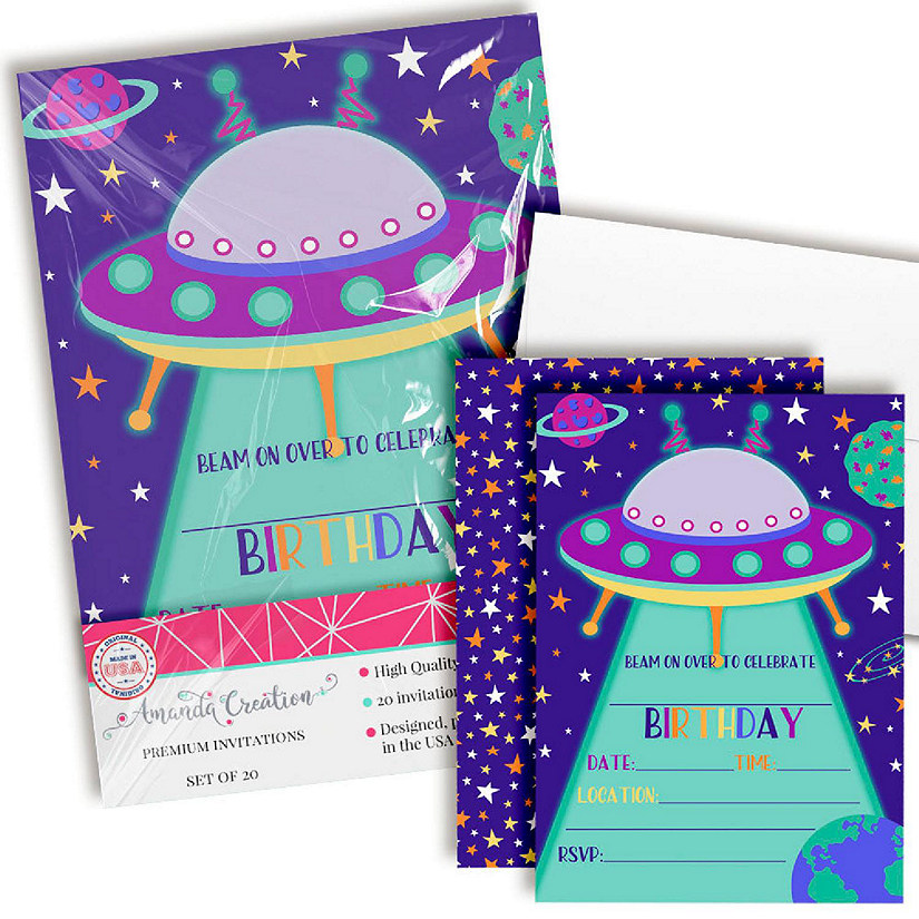 UFO Space Ship Birthday Party Invitations Oriental Trading