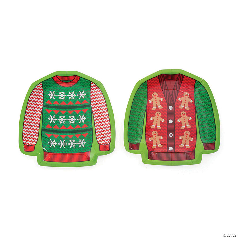 Ugly Sweater Party Sweater-Shaped Paper Dessert Plates - 8 Ct. Image