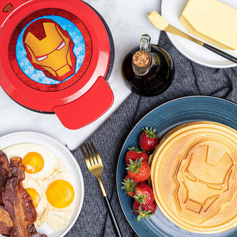 Uncanny Brands Marvel Iron Man Waffle Maker -Shellhead's Helmet on Your Waffles- Waffle Iron Image