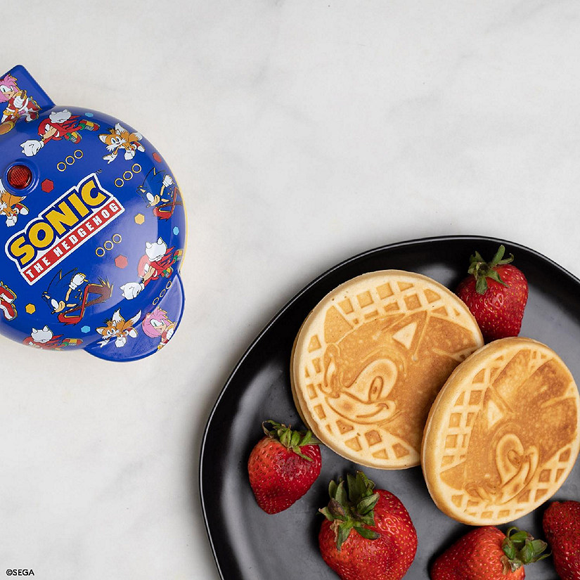 Uncanny Brands Sonic the Hedgehog Mini Waffle Maker - Sega Kitchen Appliance Image