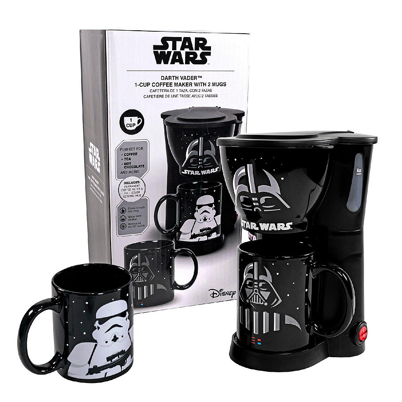 Uncanny Brands Star Wars Darth Vader Coffee Maker Gift Set with 2 Mugs