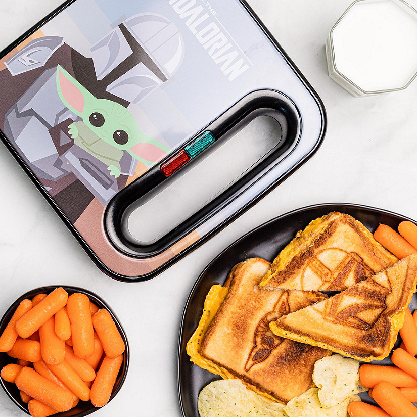Uncanny Brands The Mandalorian Grilled Cheese Maker- Panini Press and Compact Indoor Grill- Baby Yoda and Mando Sandwich Image
