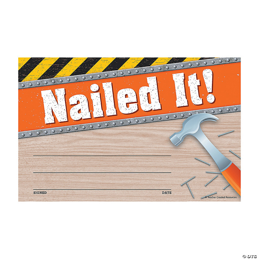Under Construction Nailed It Award Certificates - 30 Pc. Image