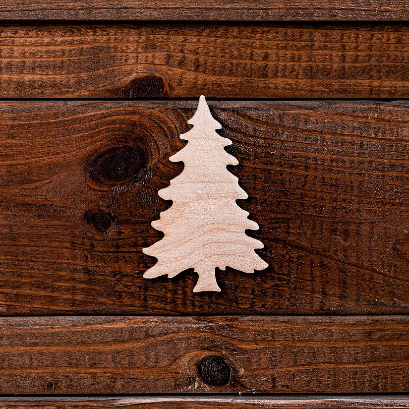 Unfinished Wood Co 5 inch Laser Fir Tree 4pc Image