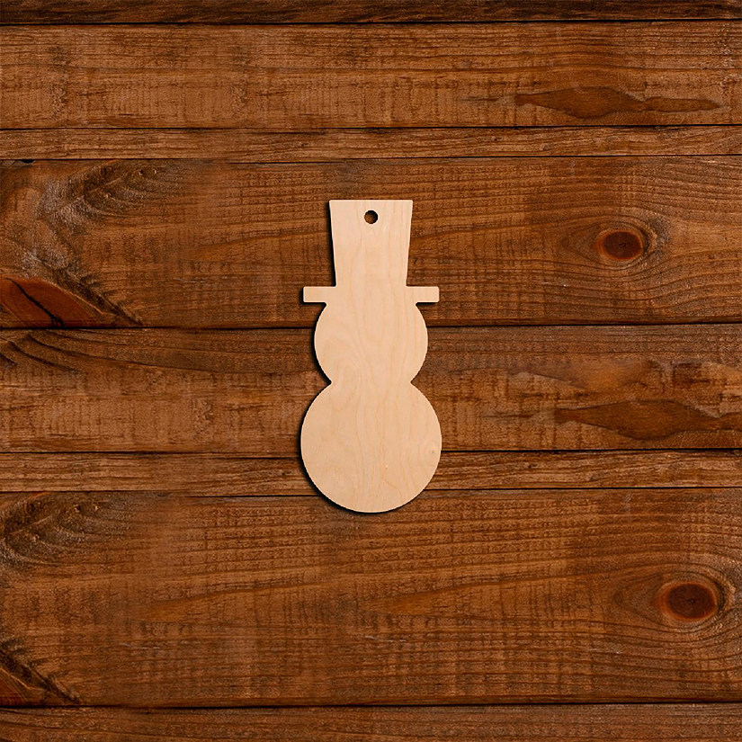 Unfinished Wood Co 6 inch Laser Snowman Tag 4pc Image