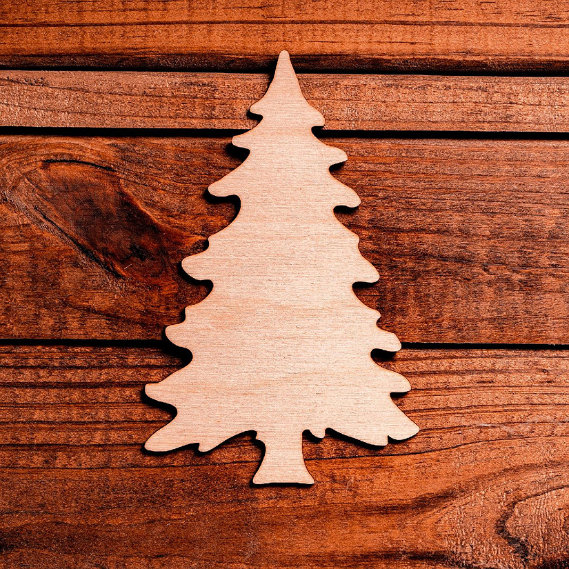 Unfinished Wood Co 7 inch Laser Fir Tree 4pc Image