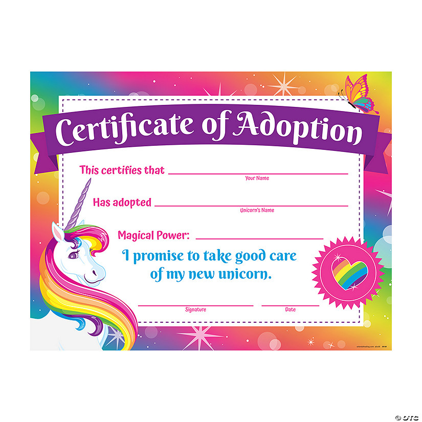 Unicorn Adoption Certificates - 12 Pc. Image