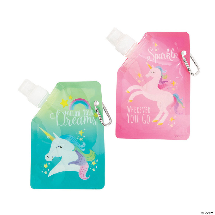 Unicorn Collapsible BPA-Free Platic Water Bottles - 12 Ct. Image