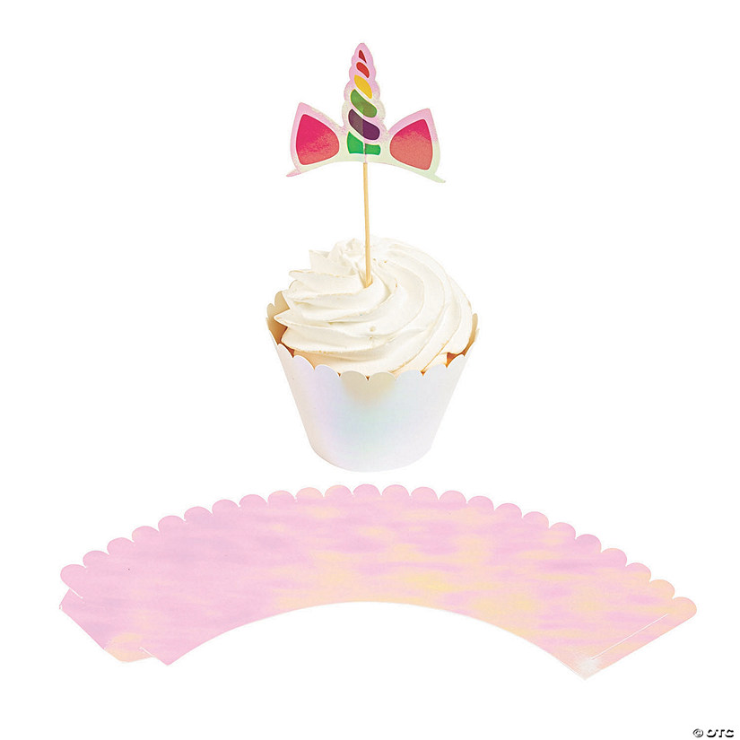 Unicorn Cupcake Wrappers with Picks Oriental Trading