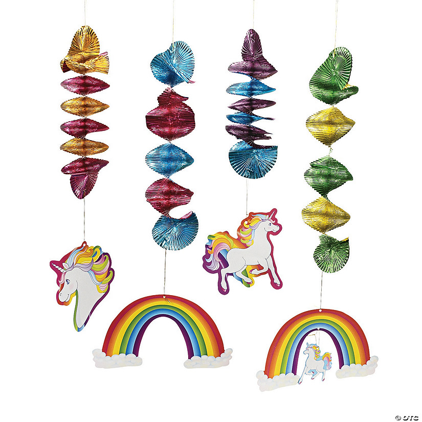 Unicorn Hanging Spiral Decorations - 12 Pc. Image