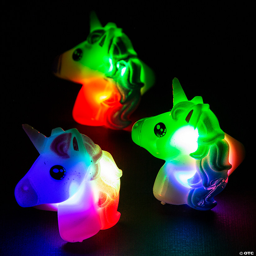 Unicorn Light-Up Rings - 12 Pc. Image
