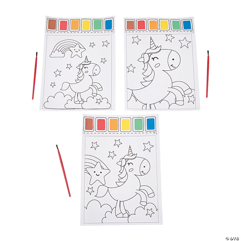 Unicorn Paint Activity Sheets - 12 Pc. - Less Than Perfect Image