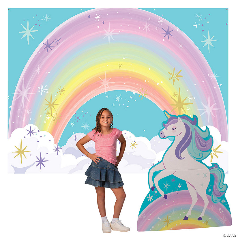 Unicorn Party Rainbow Backdrop Kit - 2 Pc. Image