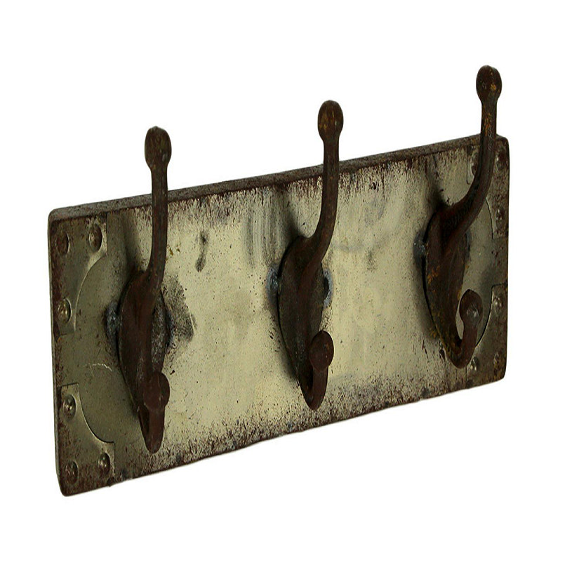 Upper Deck,  Faux Aged Steel Finish Industrial Style Triple Metal Wall Hook, Gold Image