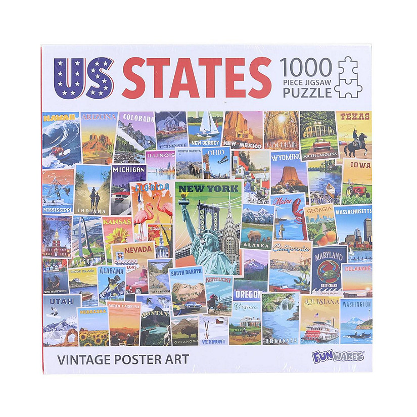 US States Vintage Poster Art 1000 Piece Jigsaw Puzzle Image