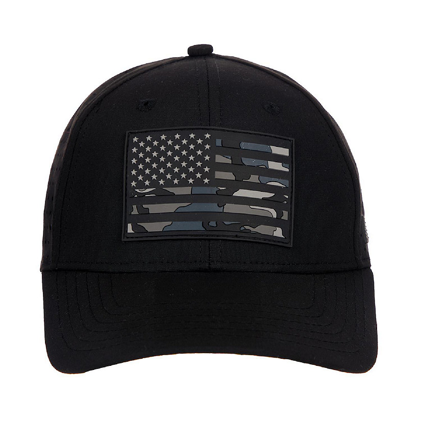 USA American Flag Patch 6-Panel Black Pre-Curved Snapback Hat Image
