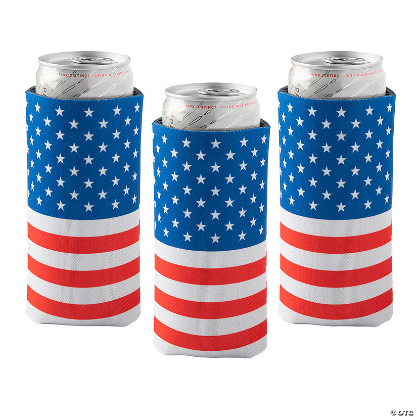 USA Flag Slim Fit Can Sleeves - 12 Pc. Image