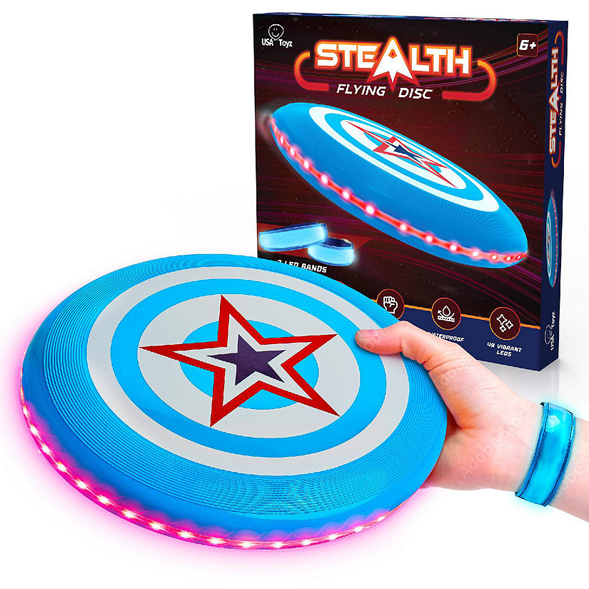 USA Toyz Stealth LED Flying Disc - Red/Blue Image