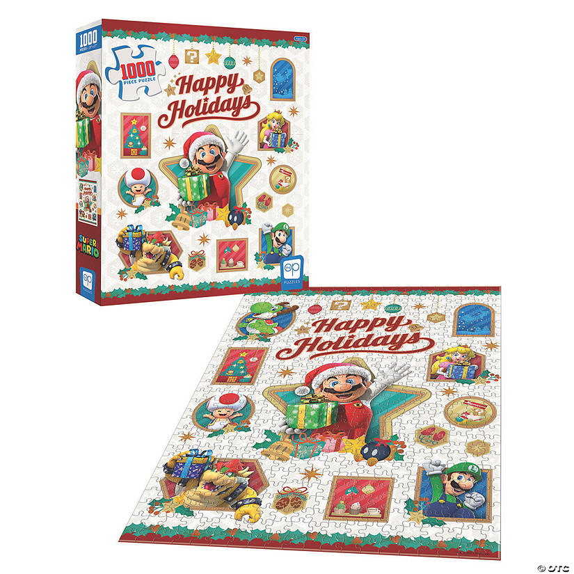 USAopoly Super Mario&#8482; "Happy Holidays" 1000-Piece Puzzle Image