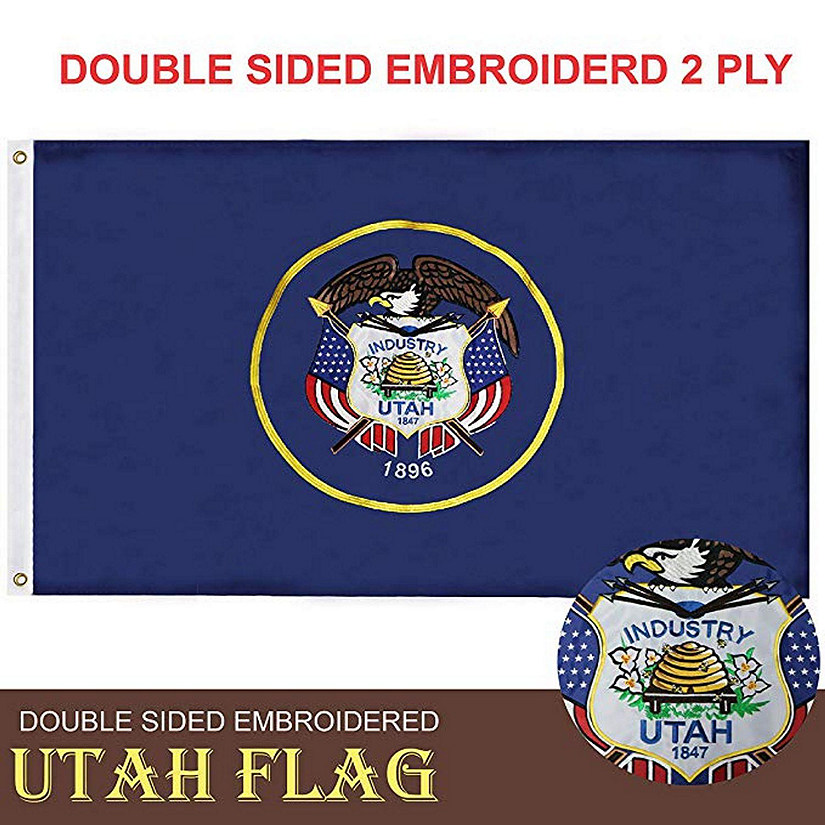 Utah State Flag 210D Embroidered Polyester 3x5 Ft  Double Sided 2ply Image