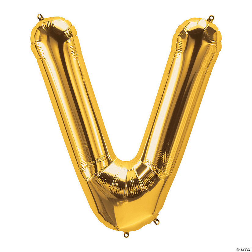 V Gold Letter 34" Mylar Balloon Image
