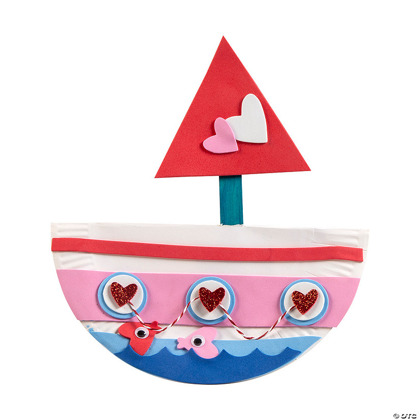 Valentine Boat Paper Plate Rocker Craft Kit - Makes 12 Image