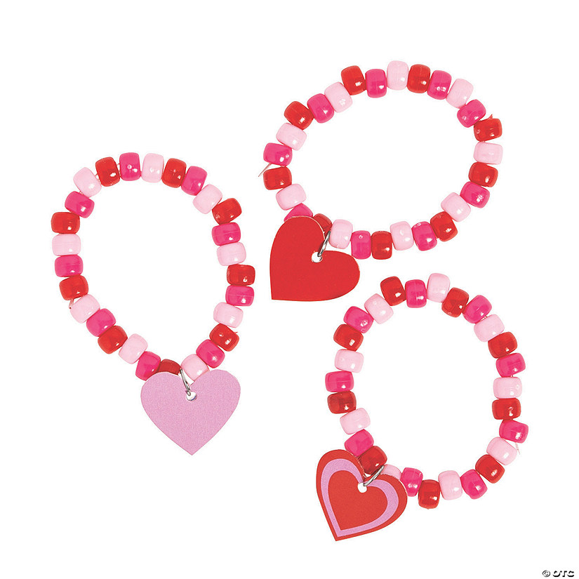 Valentine Charm Beaded Bracelet Craft Kit - Makes 12 Image