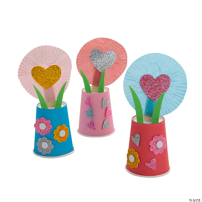 Valentine Cupcake Flower Craft Kit - Makes 12 Image