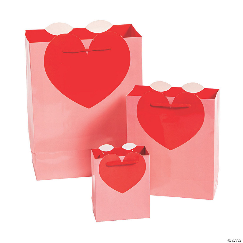 Valentine Die-Cut Heart-Shaped Gift Bags - 6 Pc. Image